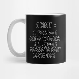 aunt a person who know all your secrets bat loves you Anyway Mug